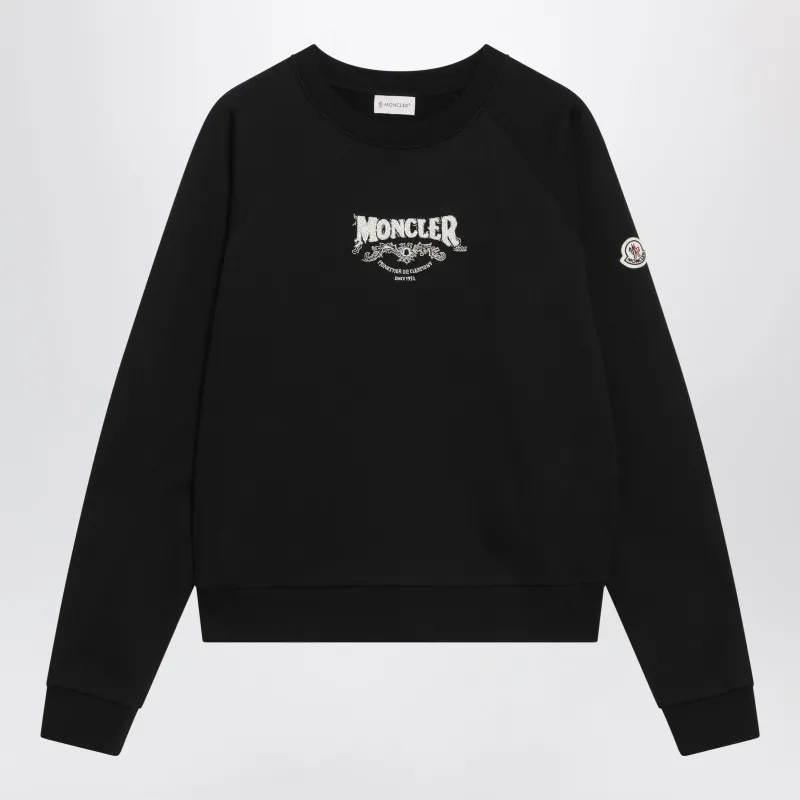 Black Sweatshirt With Logo Embroidery made by Moncler