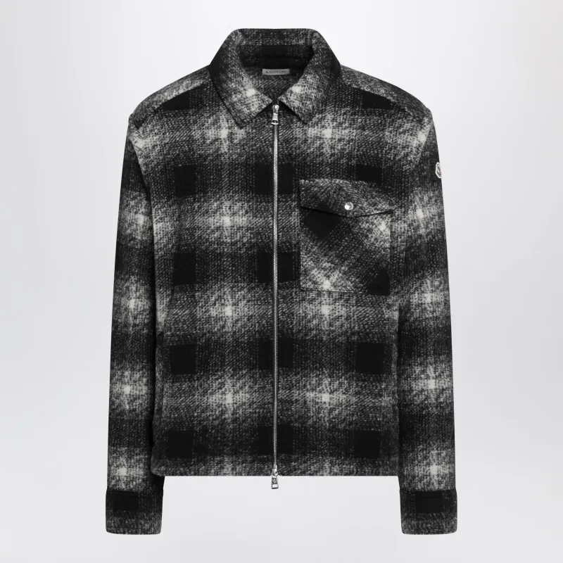Black Check-Pattern Wool-Blend Jacket made by Moncler