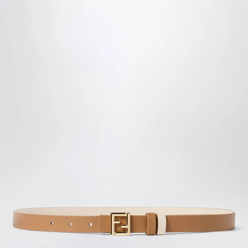 Reversible Camel-Coloured Leather Belt made by Fendi