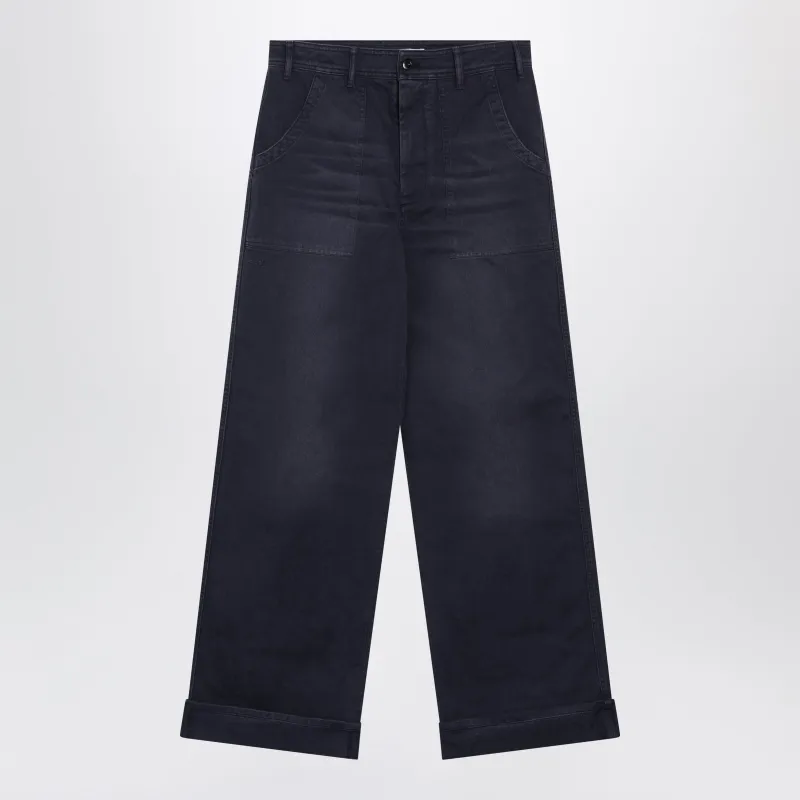 Navy Blue Cotton Twill Trousers made by Acne Studios
