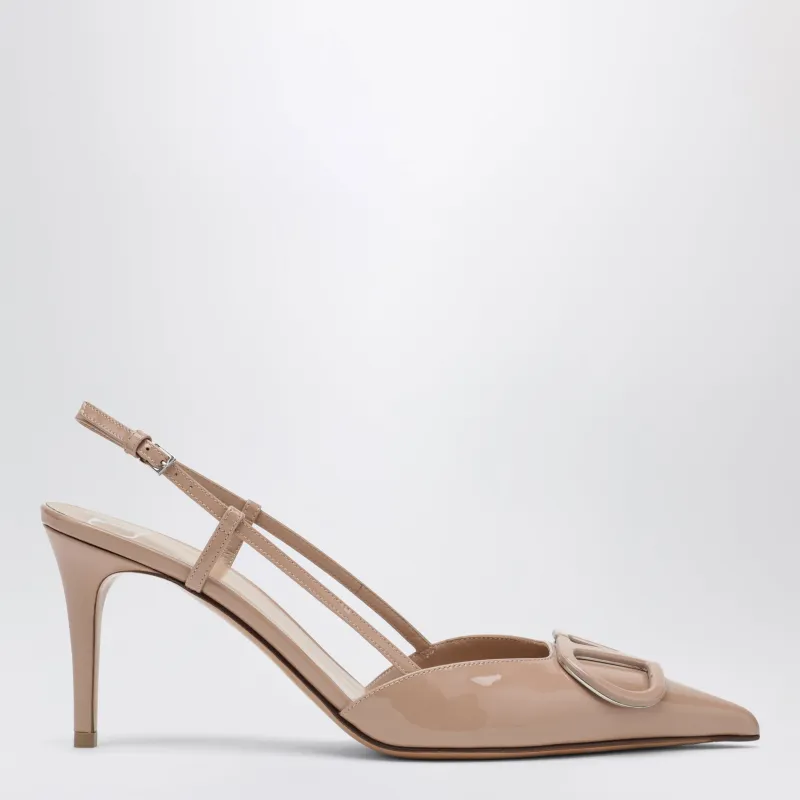 V Logo Signature Slingback Pumps In Powder Pink Patent Leather made by Valentino Garavani