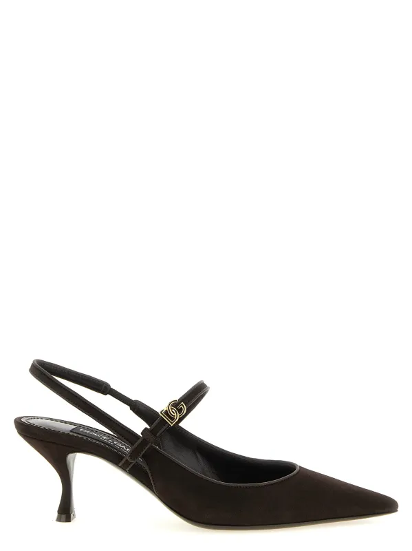 Suede Slingbacks Pumps Brown made by Dolce & Gabanna