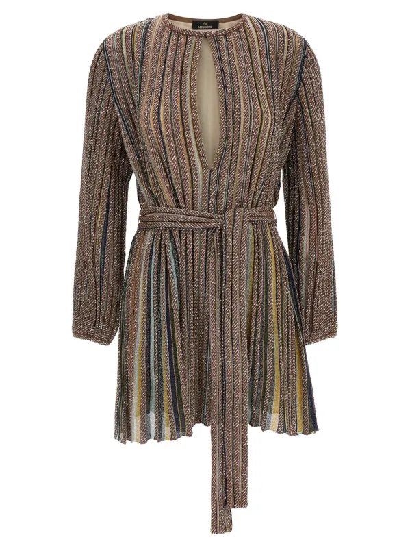 V-Neck And Belt Dress Multicolor made by Missoni