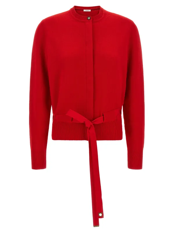 Belted Cardigan Red made by Salvatore Ferragamo