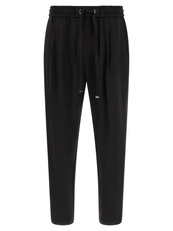 Wool Gabardine Joggers Pants Black made by Dolce & Gabanna