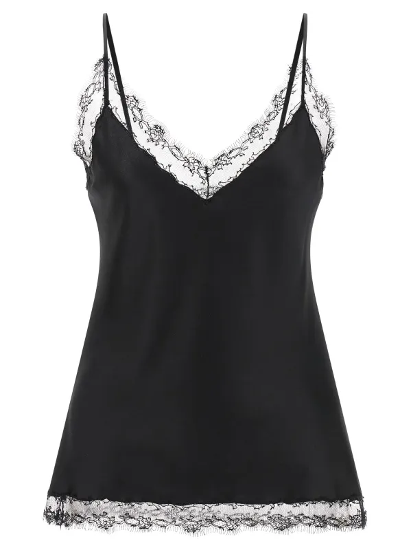 Silk Lingerie Top With Lace Tops Black made by Ermanno Scervino