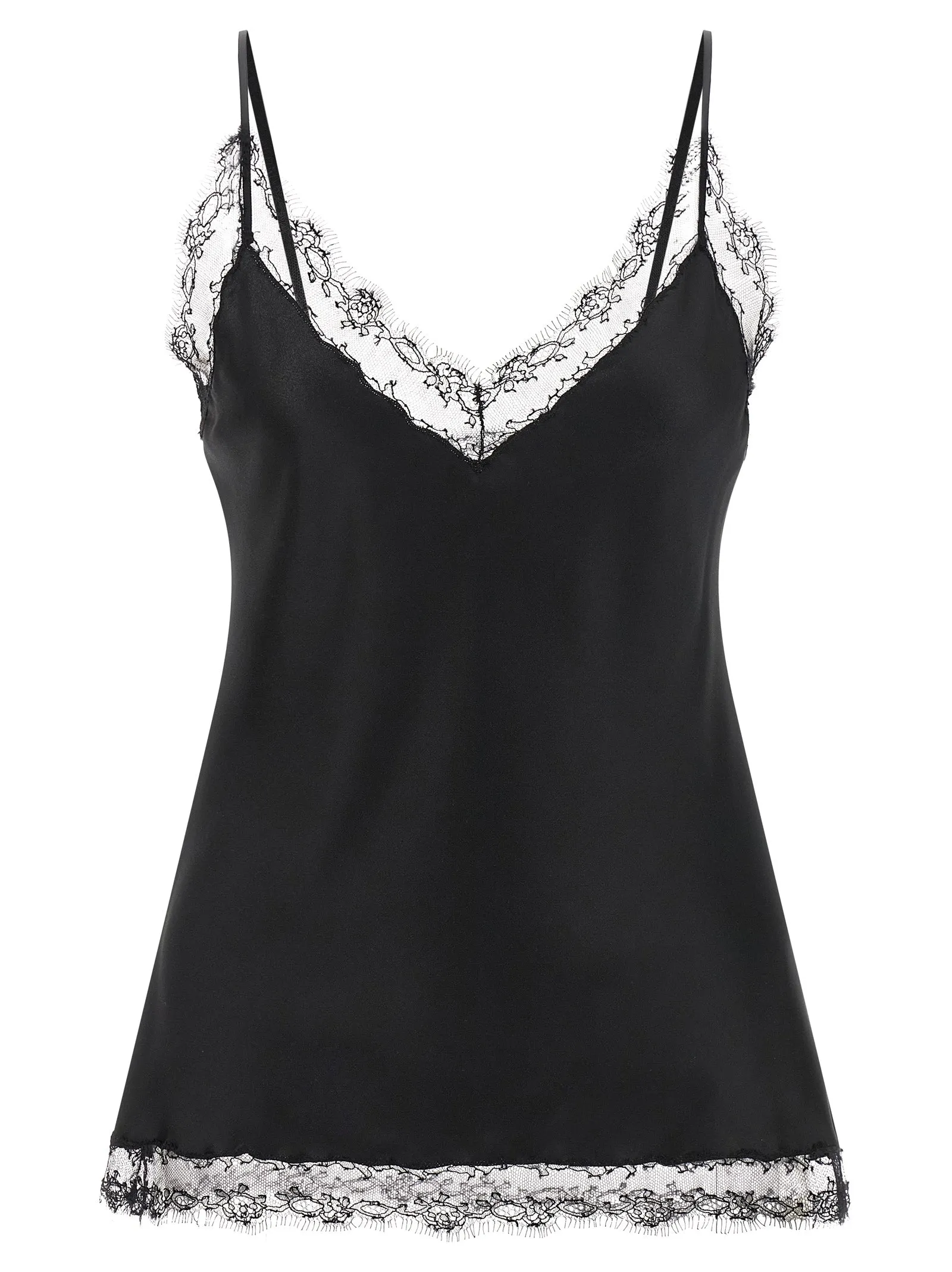 Silk Lingerie Top With Lace Tops Black sold by Wanan Luxury