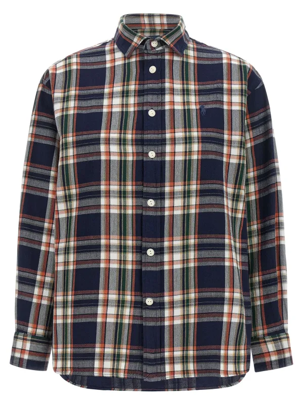 Checked Shirt With Embroidered Logo Shirt And Blouse Blue made by Polo by Ralph Lauren