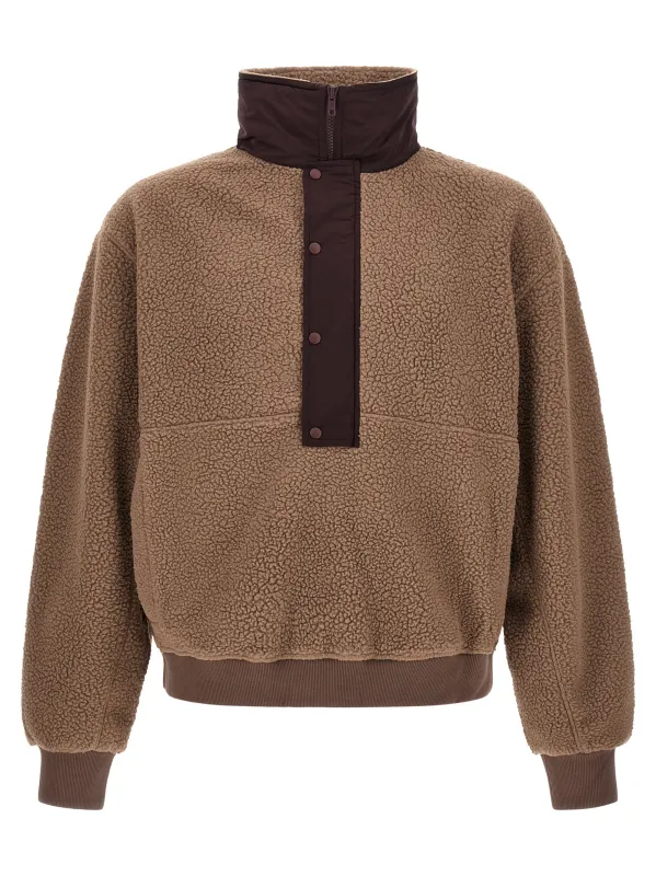 System Half Zip Fleece Sweatshirt Brown made by Entire Studios