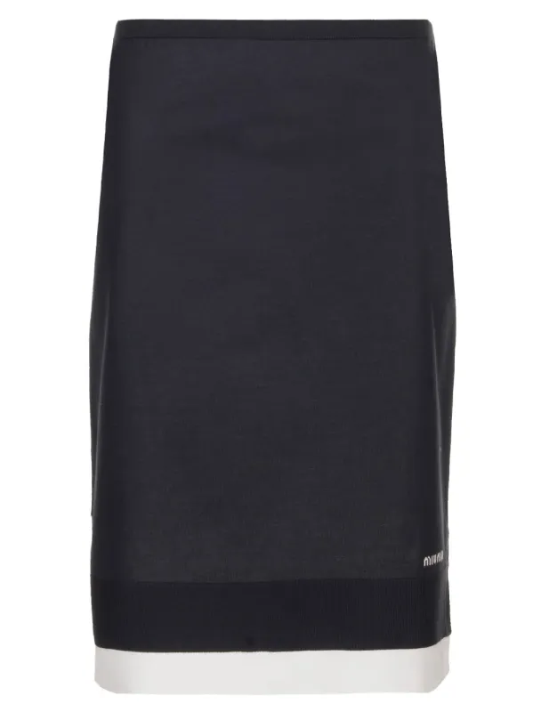 Knitted Knee-Length Skirt Blue made by Miu Miu