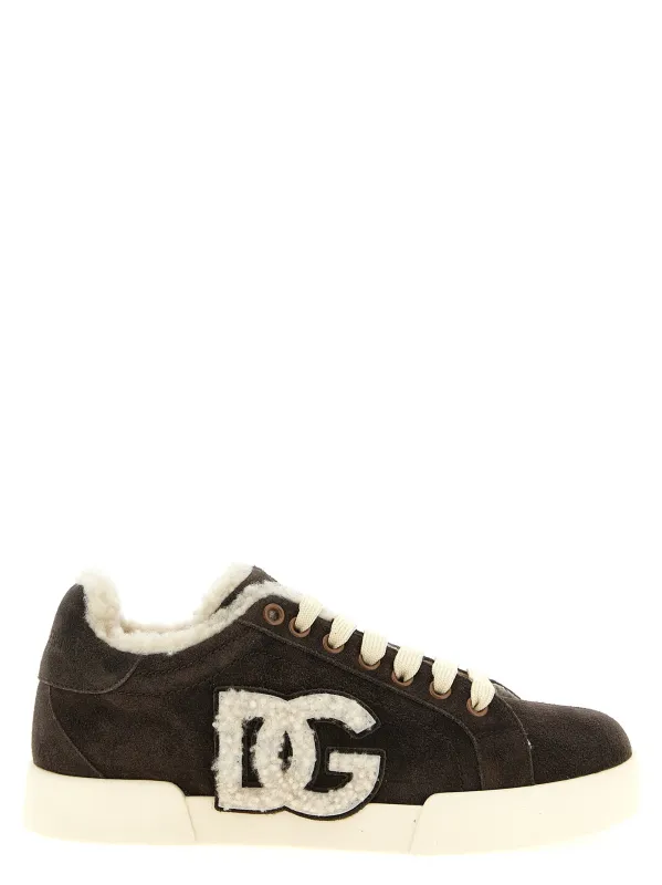 Shearling Low.Top Sneakers Brown made by Dolce & Gabanna