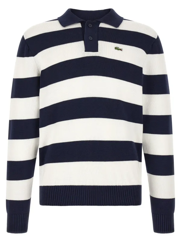 Striped Pulover With Polo Collar Sweaters And Cardigans White made by Lacoste