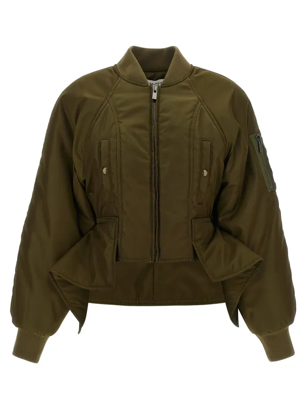 Iconica Nylon Bomber Jacket Green made by Balmain