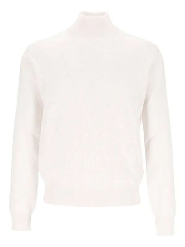 Turtleneck With Inlays Knitwear White made by Corneliani