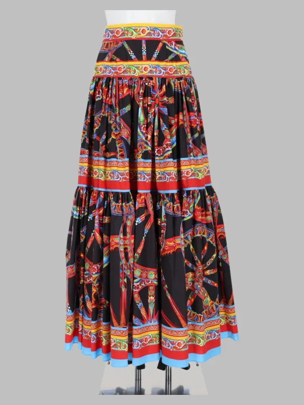 Gonna Lunga In Popeline Stampa Carretto made by Dolce & Gabanna