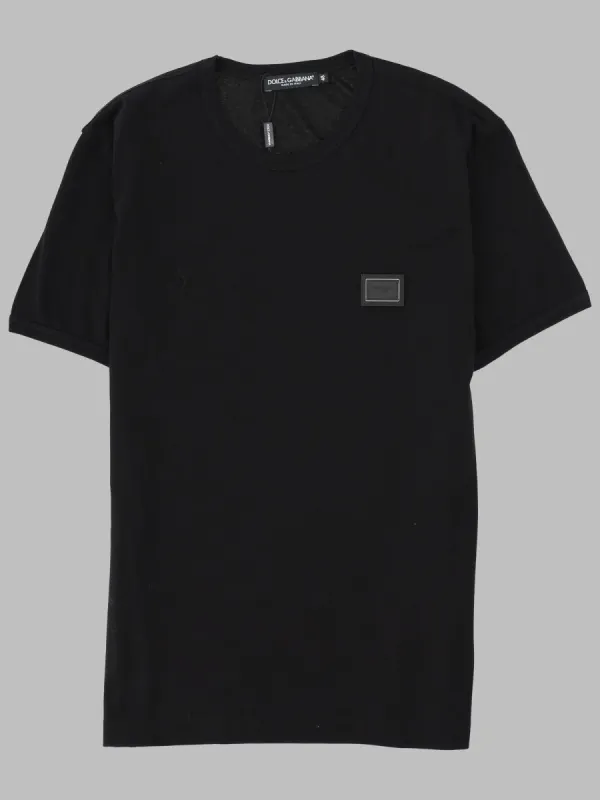 T-Shirt In Cotone Con Placca made by Dolce & Gabanna