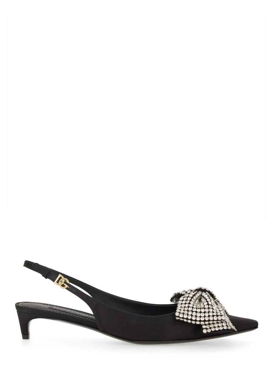 Satin Sling-Back With Rhinestone Embroidery sold by Wanan Luxury