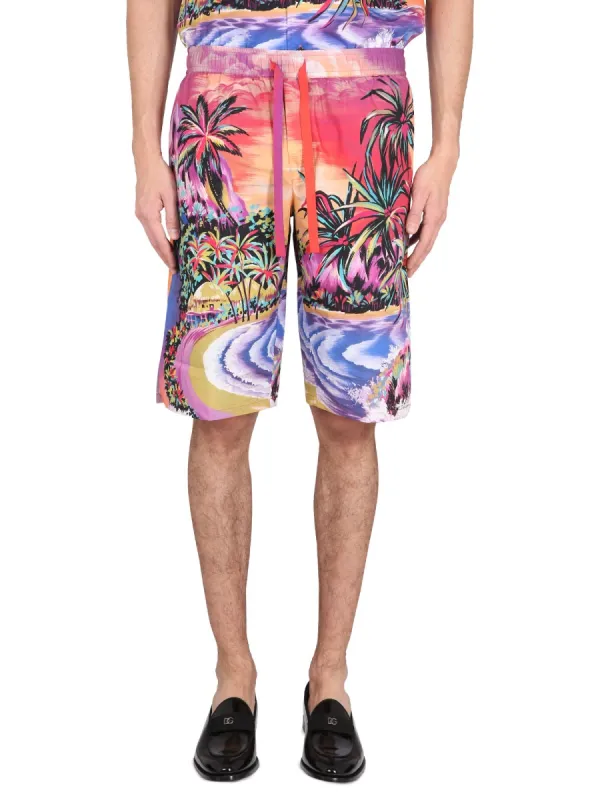 Bermuda Shorts With Hawaii Print made by Dolce & Gabanna