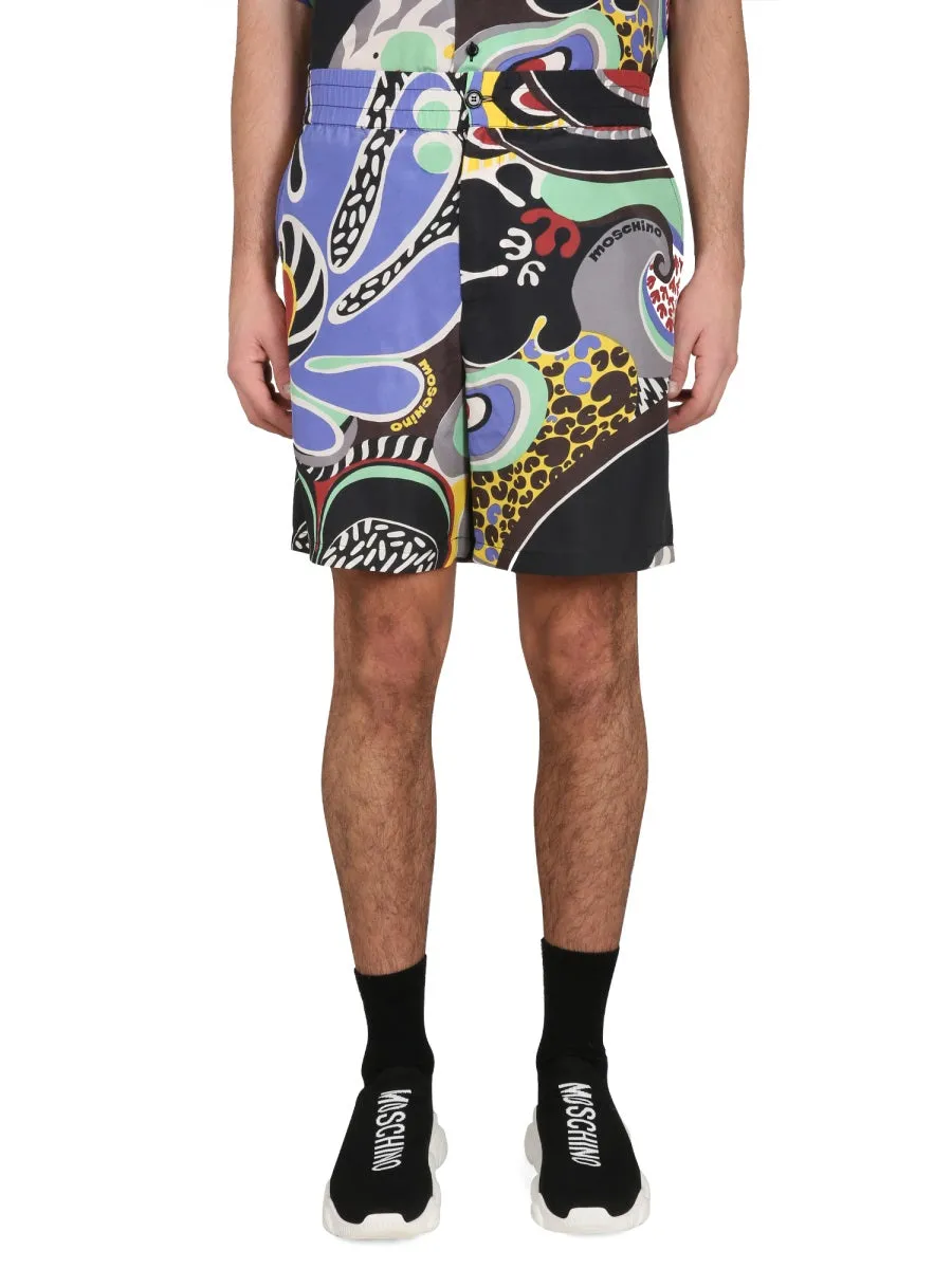 Psychedelic Print Bermuda Shorts sold by Wanan Luxury