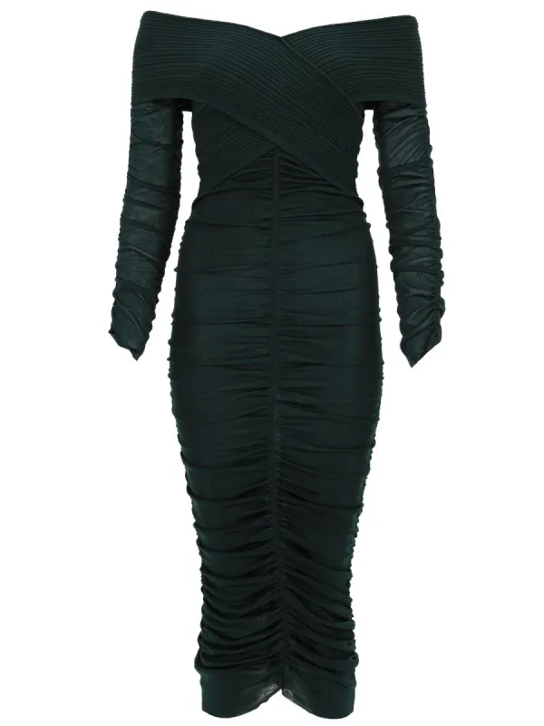 Viscose Gathered Midi Dress made by Self-Portrait