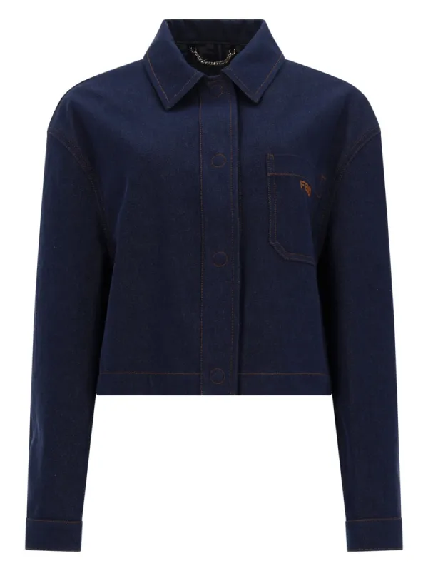 Giacca In Denim Con Logo Ricamato made by Fendi
