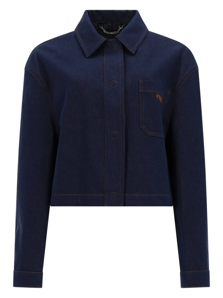 Giacca In Denim Con Logo Ricamato sold by Wanan Luxury