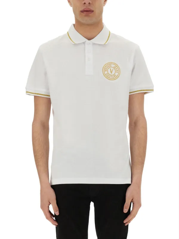 Polo In Cotone Con V-Emblem made by Versace