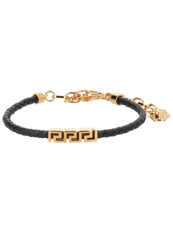 Leather Bracelet With "Greek" made by Versace