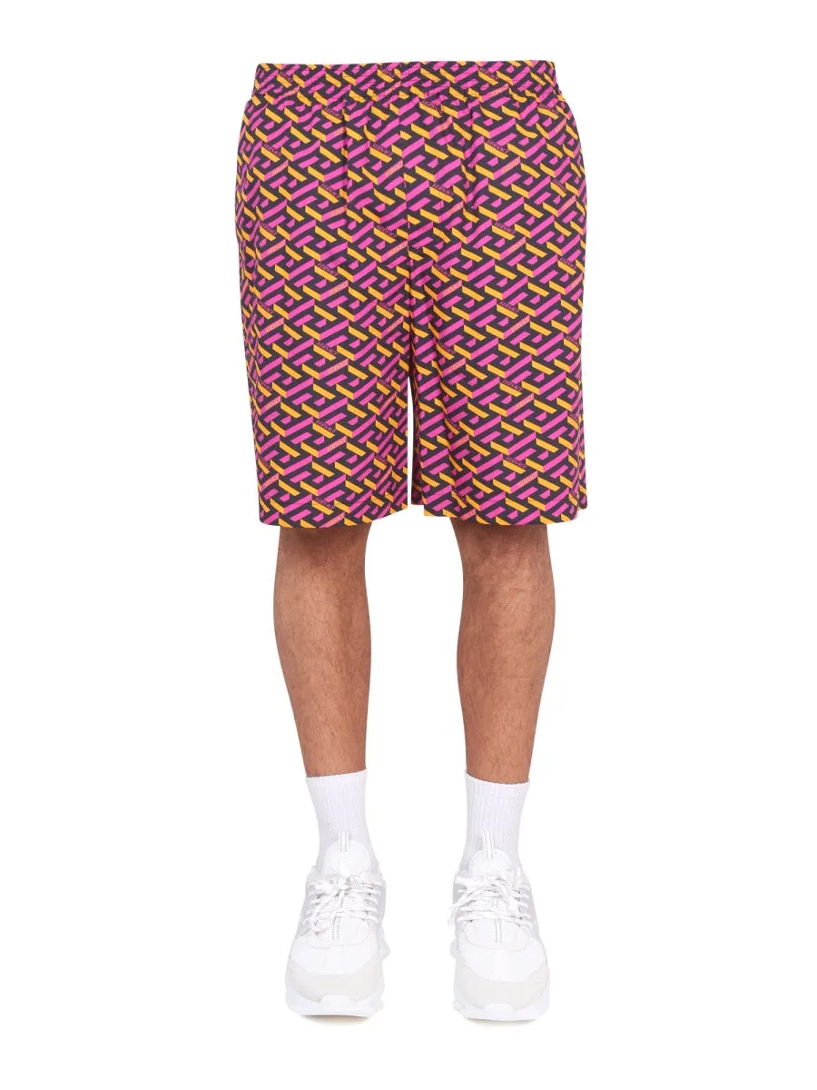 Shorts With La Greca Print sold by Wanan Luxury