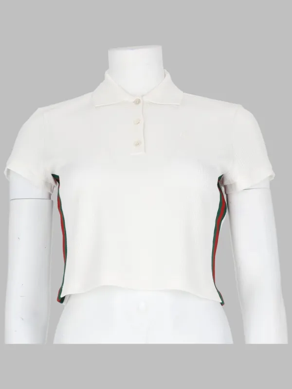 Polo A Coste In Jersey Di Cotone Con Web made by Gucci
