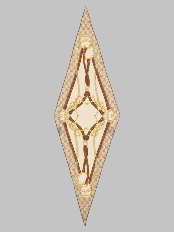 Foulard A Rombo In Twill Di Seta Stampata made by Gucci