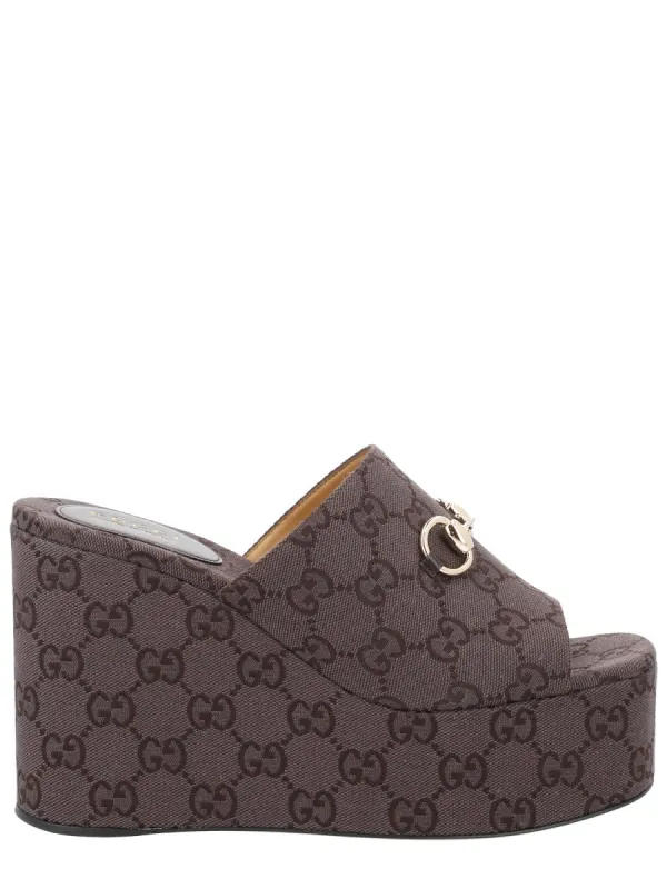Fabric Wedge Sandal "Gg" made by Gucci