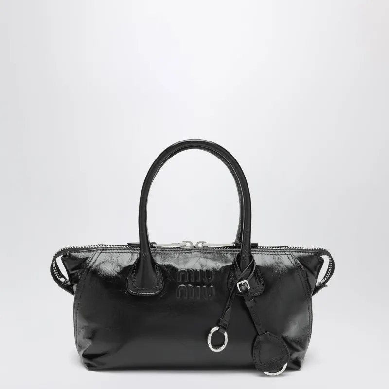 Black Glossy Leather Top-Handle Bag made by Miu Miu