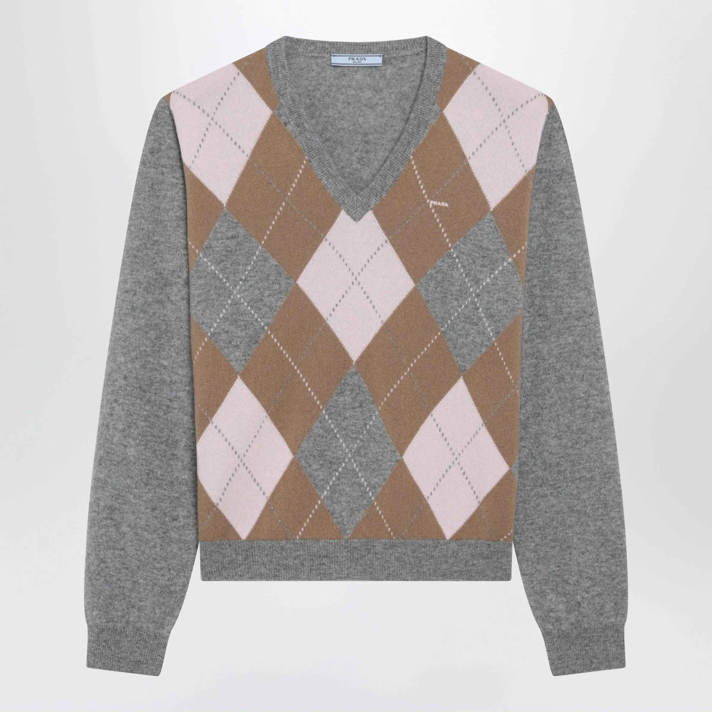 Grey Cashmere Argyle Sweater sold by Wanan Luxury