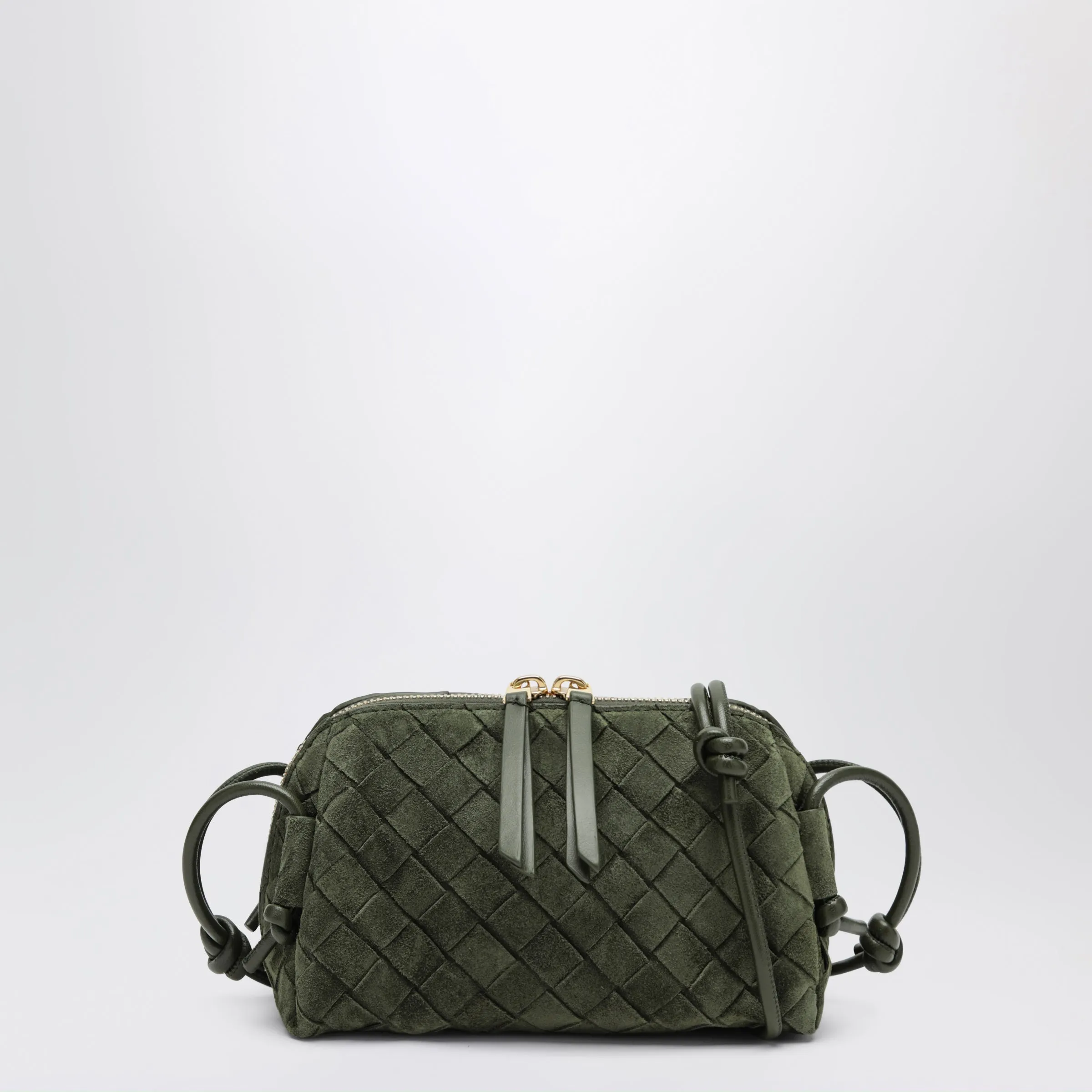 Concert Woven Leather Pouch In Green sold by Wanan Luxury