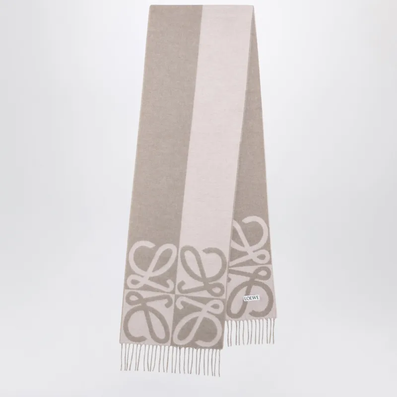 Anagram Jacquard Scarf In Pink / Beige Wool And Cashmere made by Loewe
