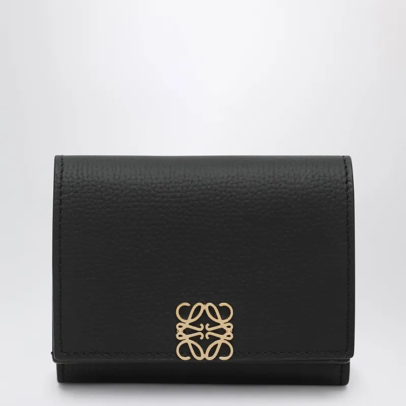 Black Anagram Trifold Wallet In Leather made by Loewe