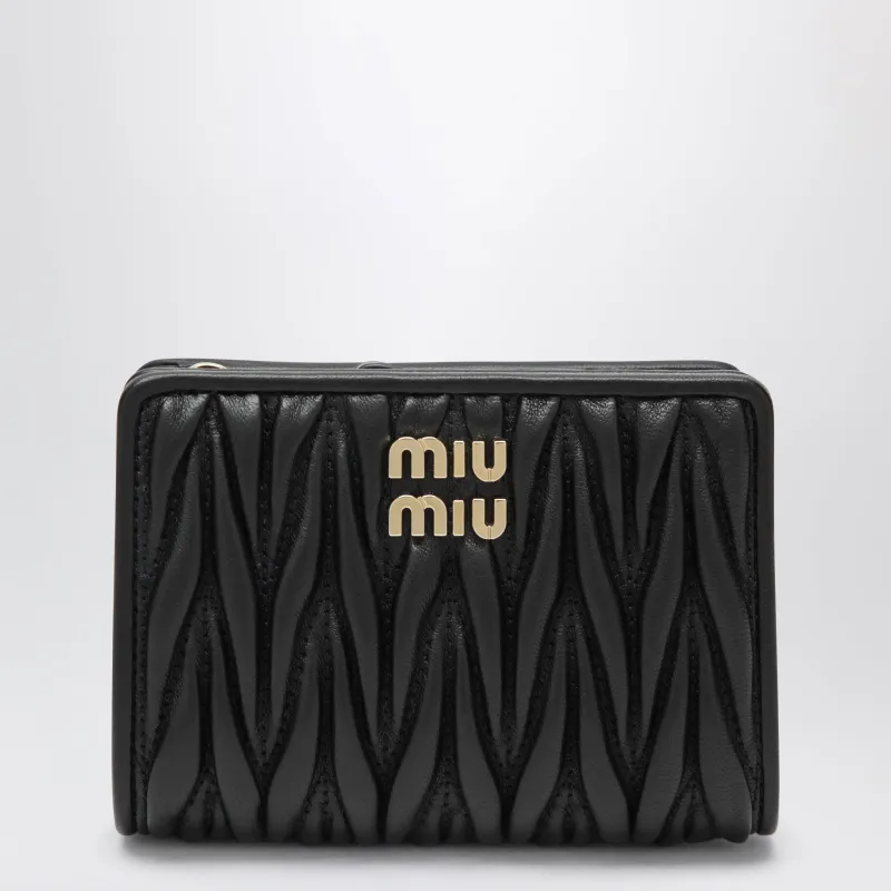 Small Black Matelassé Nappa Wallet made by Miu Miu