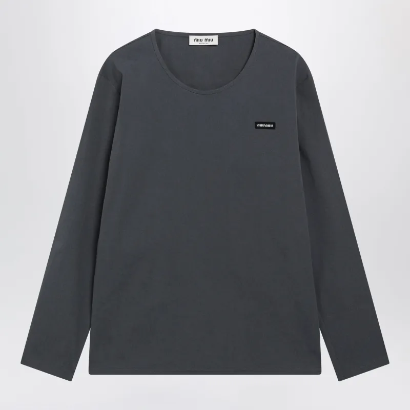 Hematite Stretch Poplin Top made by Miu Miu