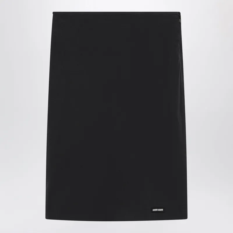 Black Stretch Poplin Pencil Skirt made by Miu Miu