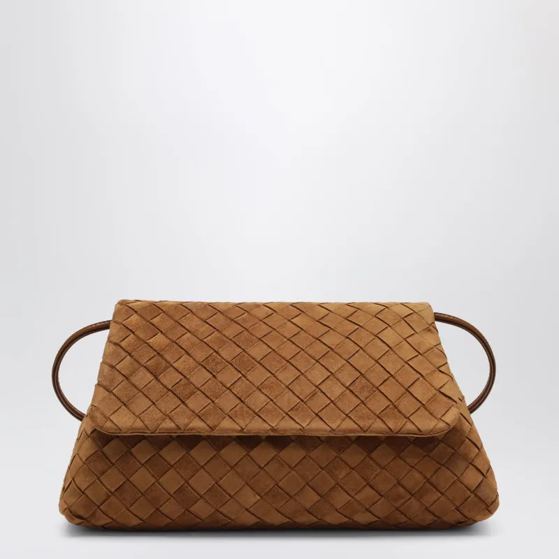 Giorno Bag In Amber Intrecciato Suede made by Bottega Veneta