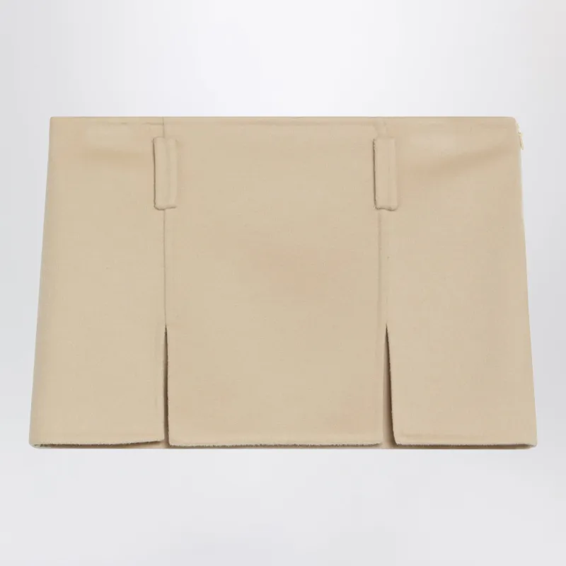Soy-Colored Mini Skirt In Wool And Cashmere made by Miu Miu