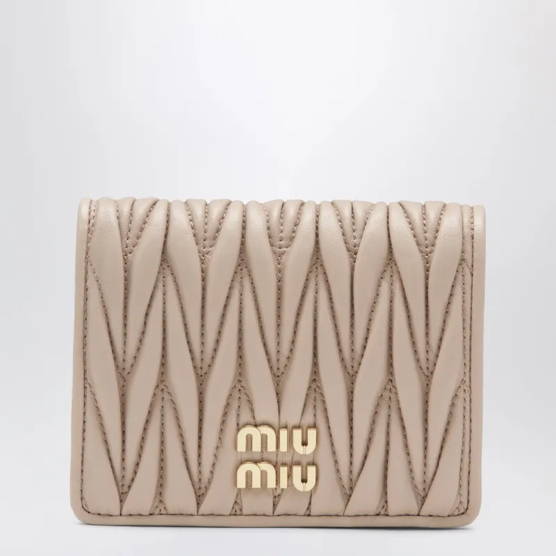 Powder Pink Matelassé Nappa Leather Wallet made by Miu Miu