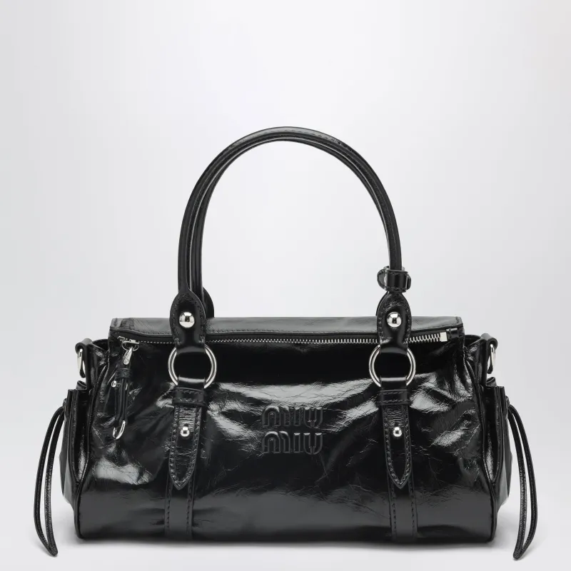 Black Shiny Leather Handbag made by Miu Miu