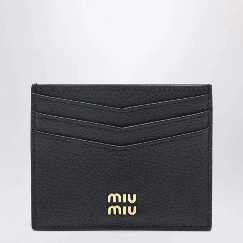 Black Leather Card Holder made by Miu Miu