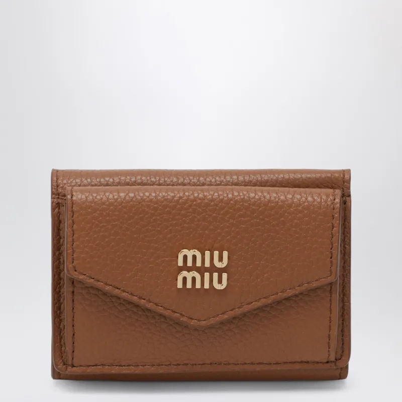 Small Cognac Leather Wallet made by Miu Miu