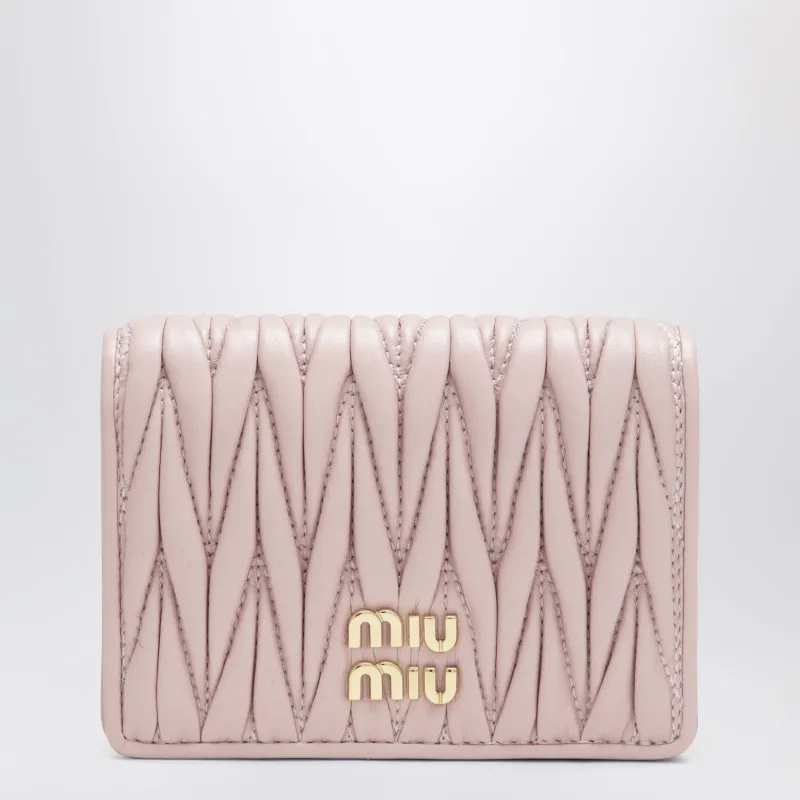 Compact Wallet In Matelassé Nappa Leather, Alabaster made by Miu Miu