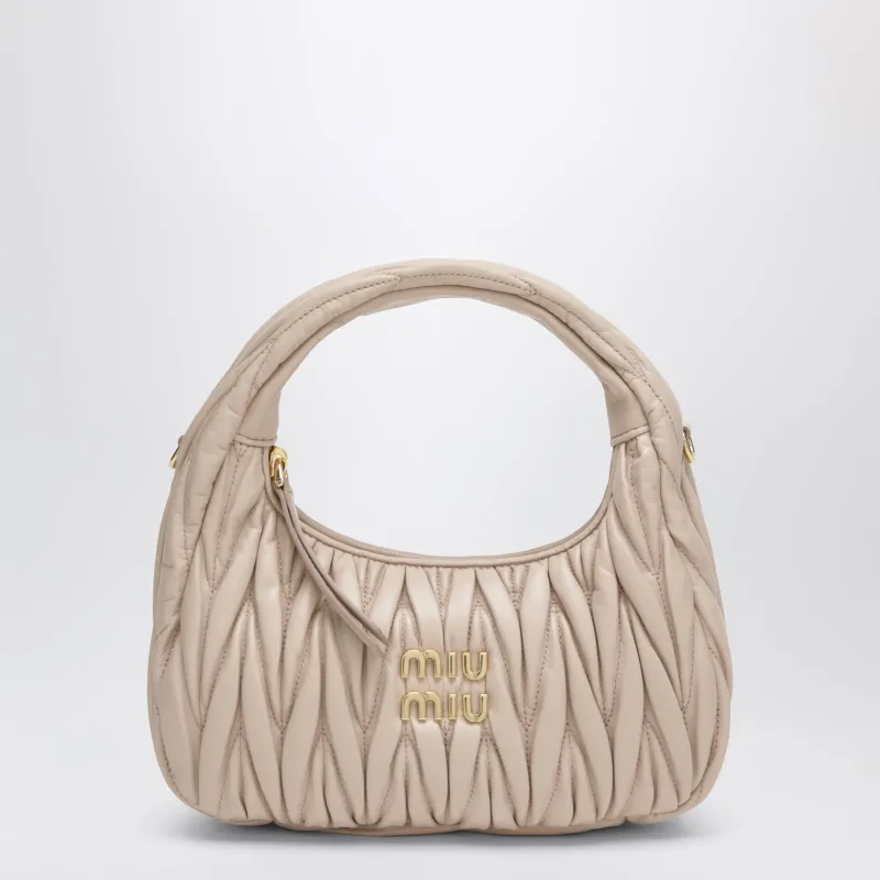 Small Miu Wander Bag In Matelassé Leather, Powder Pink made by Miu Miu