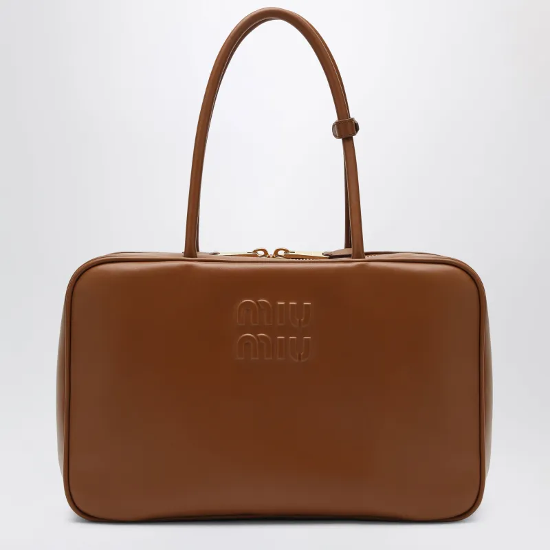Beau Large Bag In Cognac Leather made by Miu Miu