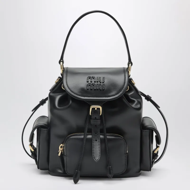 Medium Backpack Black In Leather made by Miu Miu